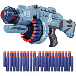 Világító játékfegyver hanggal szürke ajándék töltény szettel