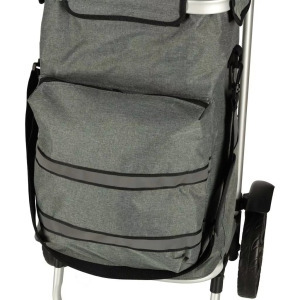 Kerekes bevásárlókocsi - 100 cm, szürke, fényvisszaverő csíkokkal és hőszigetelt zsebbel