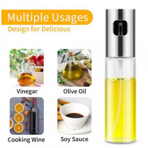 Konyhai olaj- és ecetpermetező spray, rozsdamentes acél és üveg, 100 ml