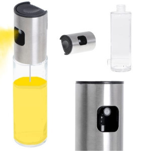 Konyhai olaj- és ecetpermetező spray, rozsdamentes acél és üveg, 100 ml
