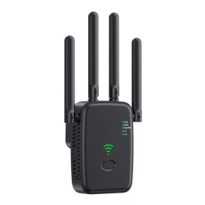 Wi-Fi WLAN jelerősítő Repeater, 2.4GHz, LAN/WAN Ethernet port, WPS, fekete