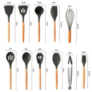 Szilikon konyhai készlet, 12 részes, tárolódobozzal