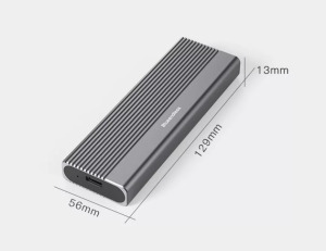 Külső M.2 SSD merevlemez ház, USB 3.1 10Gbps USB-C max 2TB szürke alumínium