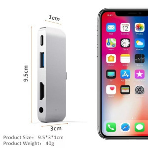 4in1 USB hub: USB-C -> USB 3.0/4K HDMI/USB-C/3.5mm jack, 60W gyorstöltés