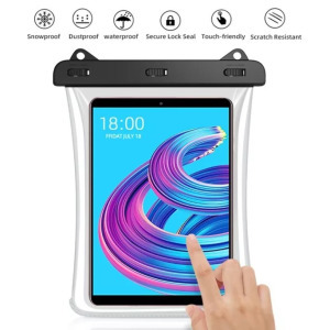 Univerzális vízálló védőtok, tablet és okostelefonhoz, fekete-átlátszó