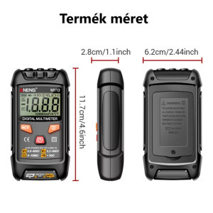 Aneng Digitális multiméter, DC/AC feszültség, ellenállás, NCV, fekete