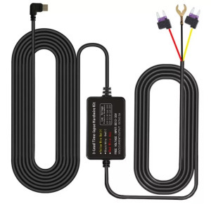 Autós Kameratöltő, biztosíték táblába köthető, 3.2 méter, 5V/3A, USB-C