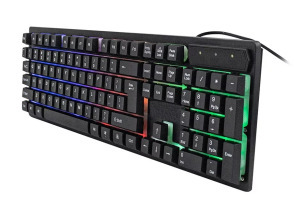 Vezetékes billentyűzet KR6300, USB, RGB világítás, nemzetközi, fekete