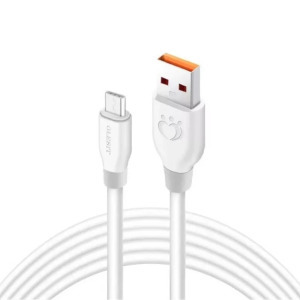 Adat- és töltőkábel K195, 300cm, MicroUSB/USB, 2.4A gyorstöltés, fehér