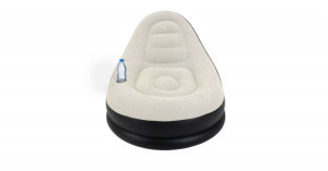 Avenli felfújható fotel és lábtartó sötét kék és fehér 125x100x85cm 56x27cm