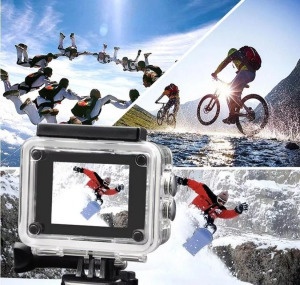 Sportkamera, WiFi-s, 12MP, FullHD, 30m-ig vízálló, A+ 170°, ezüst