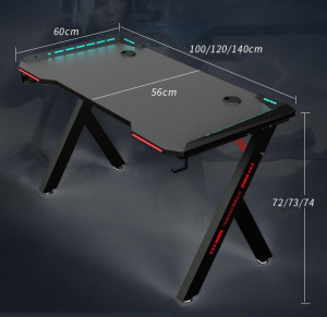 Apollon R5 Beépített ledes gamer asztal 140cmx60cmx73cm