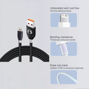 Adat és töltőkábel K195, 300 cm, MicroUSB/USB, 2.4A gyors töltés, fekete