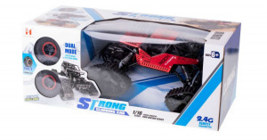 Távirányítós sziklamászó lánctalpas terepjáró, cserélhető gumiabroncsokkal, 4 kerékmeghajtás, piros