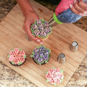 Sütemény díszítő készlet habzsákkal tulipán alakú