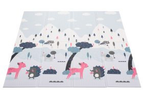 Összecsukható kétoldalas habszivacs oktatószőnyeg, játszószőnyeg utcai és erdei mintával - 177x158 cm