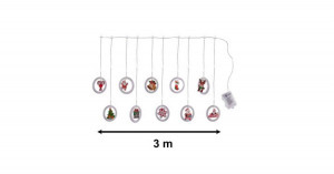 LED karácsonyi képfüggöny fények körökben 3m 10 izzó elemes távirányítóval