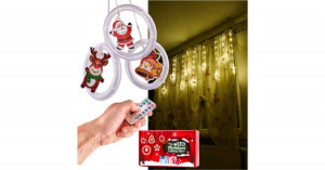 LED karácsonyi képfüggöny fények körökben 3m 10 izzó elemes távirányítóval