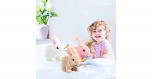 Bébi nyuszi puha plüss borítással és aranyos hanggal