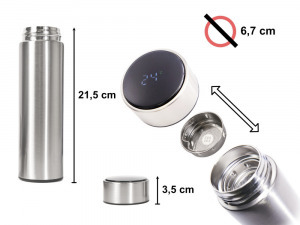 SMART LED kijelzős thermo termosz bögre - 500ml - ezüst