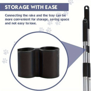 Kutyaürülék-felszedő - állítható hosszú nyél, tartós rozsdamentes acél gereblye és tálca