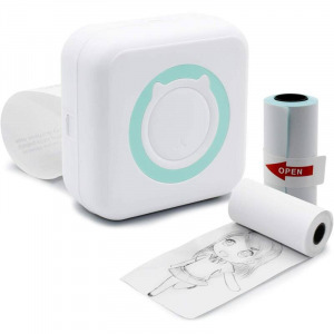 Hordozható akkumulátoros mini nyomtató + hőpapír, bluetooth kapcsolat