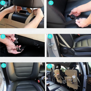 Ülésvédő autós tároló, háttámlavédő és rendező, barna