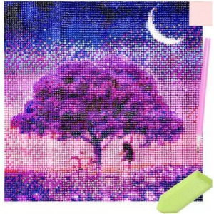 5D Gyémánt hímzés - 25x35 cm - lila fa
