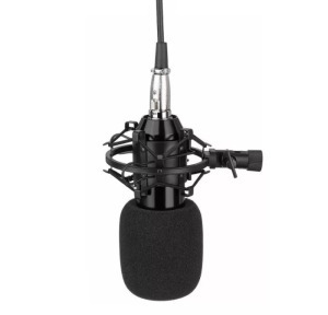 Professzionális kondenzátor stúdió mikrofon, állvány, kiegészítők, arany-fekete