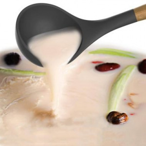 14 darabos konyhai eszközkészlet, hőálló szilikon fejjel, tartóval, sötét szürke