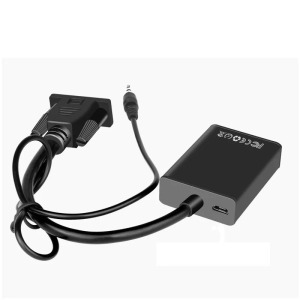 VGA+Jack->HDMI átalakító adapter, 3.5mm Jack kábellel, 25cm VGA, 50cm Jack