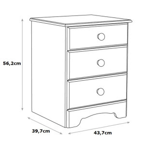 Tvilum skandináv 3 fiókos éjjeliszekrény - szürke