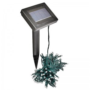 100 LED-es napelemes kerti fényfüzér, melegfehér, 20 m