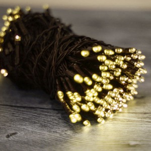 100 LED-es napelemes kerti fényfüzér, melegfehér, 20 m