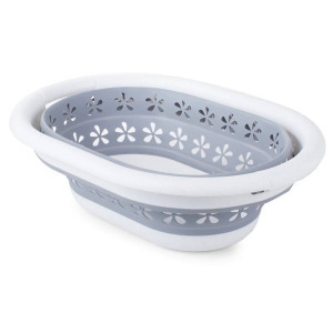 Összecsukható szennyeskosár 25 liter - fehér/szürke