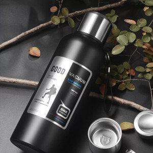 Vákuum szigetelt rozsdamentes acél termosz fekete 1000 ml