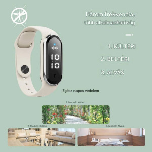 M21 újratölthető ultrahangos szúnyogriasztó karkötő óra funkcióval - fekete