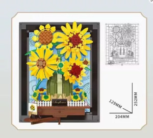 Van Gogh Napraforgók - 3D építőjáték festmény (képkerettel) 1277darabos