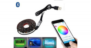 Színes 3m-es USB LED szalag mobiltelefonos távirányítással