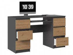 Riano MIX Kuba számítógépasztal, 130x76x51 cm, antracit-tölgy
