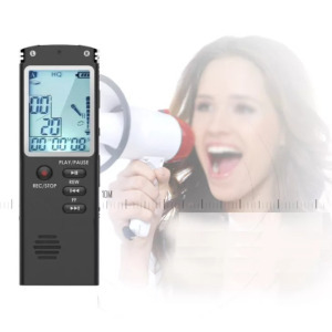 Quzu Digitális diktafon, MP3 lejátszó, zajcsökkentés, ABS ház, 8GB, fekete