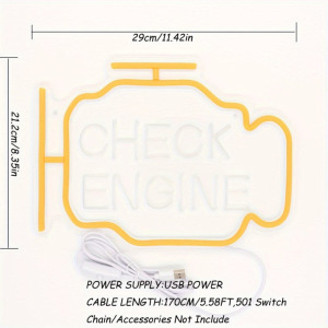 3D Ívelt 'CHECK ENGINE' LED neon tábla