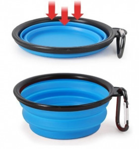 Latex hordozható etető és itató tál kutyáknak (350ml) kék