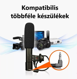 Vetetékes kondenzátor mikrofon, sztereó, vlogging interjú videofelvételhez