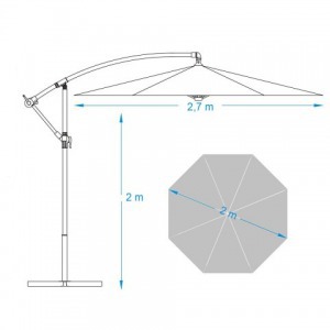 Függő napernyő, 2,7m -krém