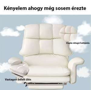 Luxus főnöki, vezetői irodai forgószék, extra puha felülettel, lábtartóval - kék