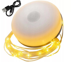 Akkumulátoros LED-es kempinglámpa 10m-es beépített ledszalaggal - meleg fényű, IPX4 vízállósággal