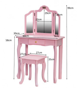 Gyermek fésülködő asztal, rózsaszín