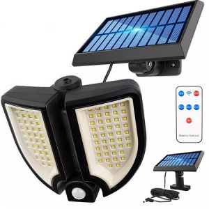 90LED-es forgatható mozgásérzékelős napelemes lámpa távirányítóval