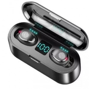 TWH F9 5.0 Bluetooth fülhallgató powerbankkal fekete